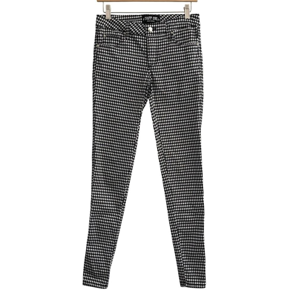 Tripp NYC Daang Goodman Houndstooth Skinny Pants Jeans Womens Sz 0 Goth Witchy